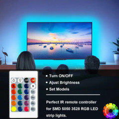 Controle remoto IR RGB ESann DC12V 4Pin 24 teclas para tiras de LED