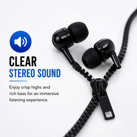 Auricolari con cerniera e cavo anti-groviglio, cuffie stereo in-ear con jack da 3,5 mm 10.999999 - 1
