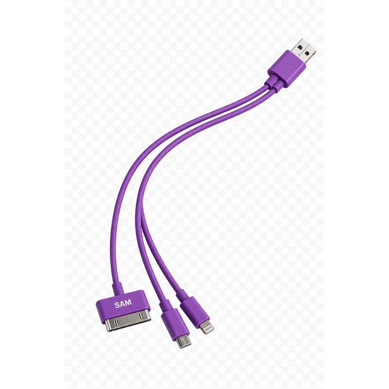 Cables USB 3 en 1 morados 5 - 3 Cables USB 3 en 1 morados 5 - 3