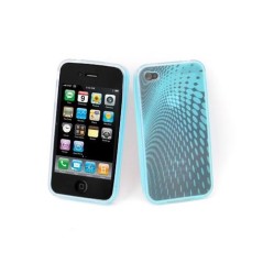 Capa de silicone semi-rígida para iPhone 4G Azul - 1
